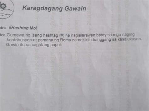 Need Ko Ngayon Pa Answer Po E Hashtag Mo Karagdagang Gawain Advance