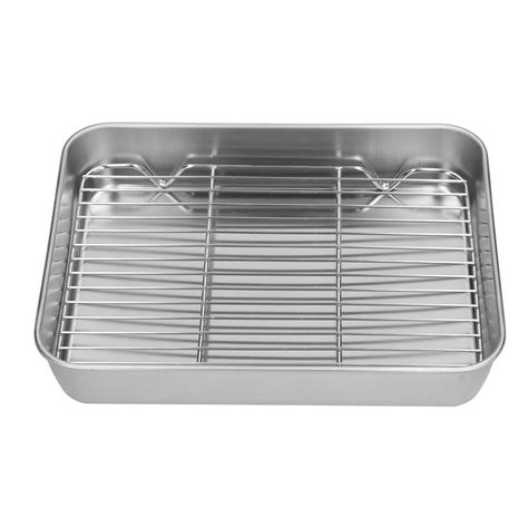 Roasting Pan and Rack Set Stainless Steel Easy Clean Rectangular ...