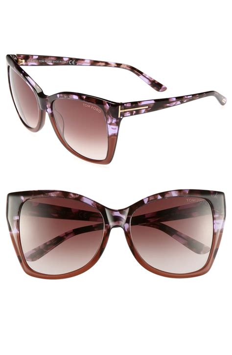 Tom Ford Carli 57mm Sunglasses In Purple Shiny Violet Havana Lyst