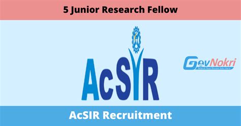 AcSIR Hiring Notification 2023 For 5 Post Of Junior Research Fellow