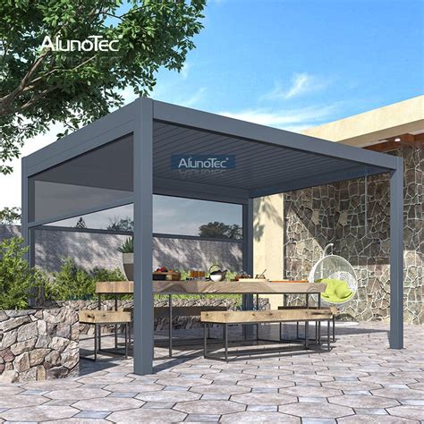 Alunotec Diy Motorized Louvered Roof Pergola Adjustable Garden Pavilion