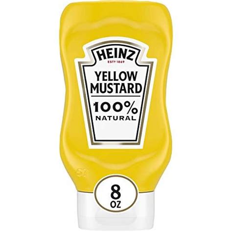 Heinzs Organic Yellow Mustard 8 Fl Oz Bottle On White Background With