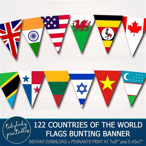 International World Countries Flag Pennant Banner Printables | World