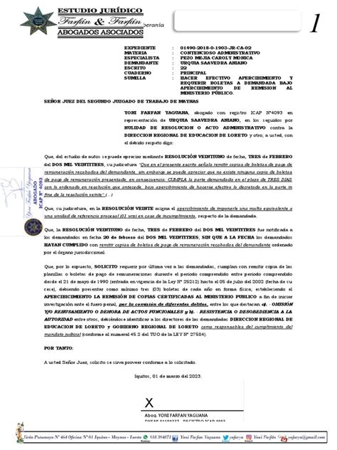 Solicito Hacer Efectivo Apercibimiento Aniano Pdf