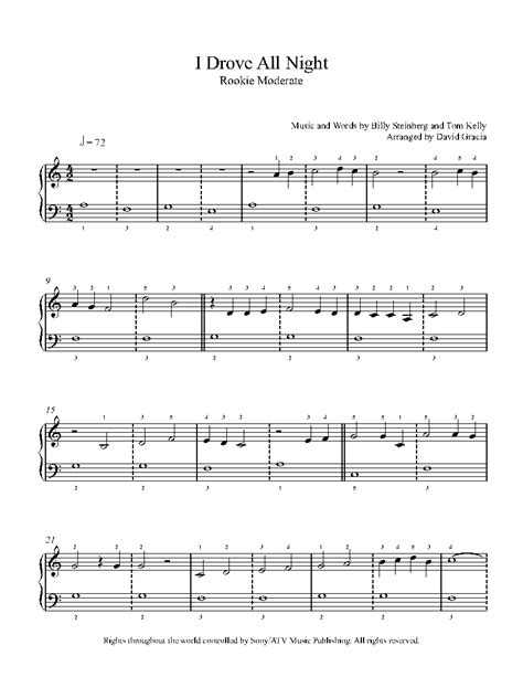 I Drove All Night By Celine Dion Sheet Music Lesson Rookie Level