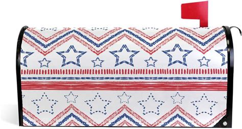 Gzhjmy Patriotic Red Blue Stars Magnetic Mailbox Cover Large Size