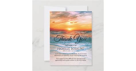 Funeral Beach Sunset Sympathy Thank You Card Zazzle