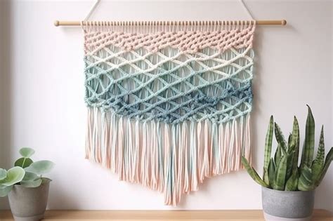 DIY Macrame Wall Hanging Boho Style Home Decor Generative AI Stock