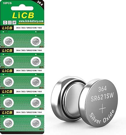 LiCB Paquete de 10 baterías de reloj SR621SW 364 de larga duración y a