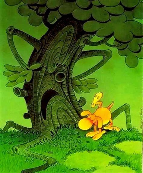 A Cartoon Character Sitting In Front Of A Tree