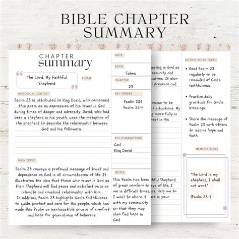 Printable Bible Chapter Summary Template: Organize Your Bible Study ...