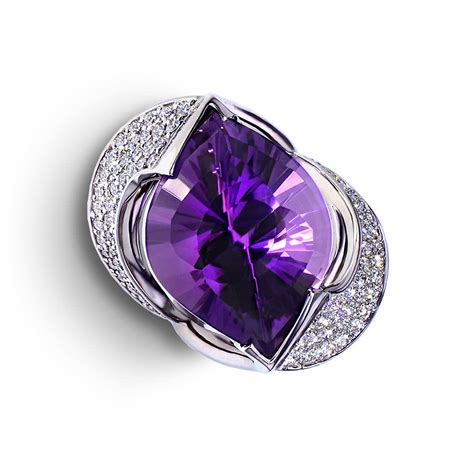 Pave Diamond Amethyst Ring Jewelry Designs