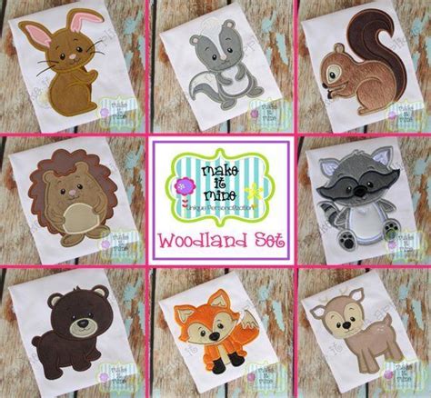 Applique Woodland Animal Set Machine Applique Design Machine Applique