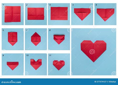 Tutorial Step By Step Origami Paper Heart Stock Image Image Of Gift