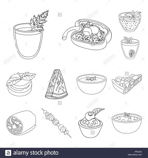 Vegetarian Dish Outline Icons In Set Collection For Design Vegetable