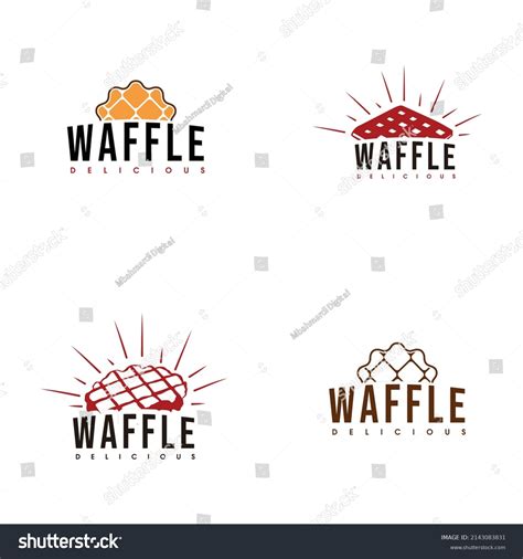 Set Delicious Waffle Logo Design Inspiration Stock Vector Royalty Free