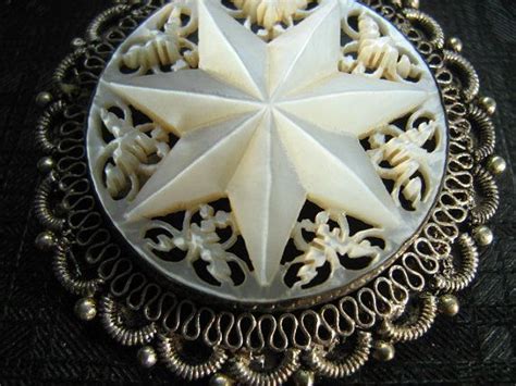 Vintage Carved Pierced Mother Of Pearl Bethlehem Sterling Etsy