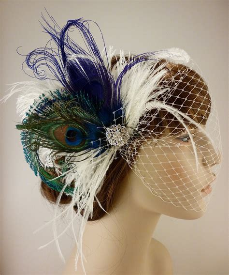 Fancy Peacock Feather Bridal Fascinator Feather By Icegreeneyes