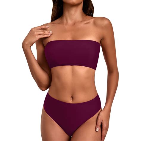 Msjuheg Mid Rise Bikini Sets For Women Bathing Suits For Women Strapless Bathing Suits For Women
