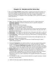 Chapter Notes Docx Chapter Mendel And The Gene Idea The