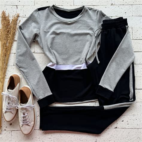 Conjunto Moletinho Manga Longa Recortes Caramelo E Nude Dondoca Moda Feminina