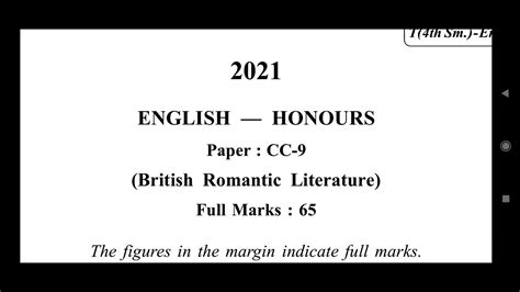 Calcutta University English Honours Cc Question Paper Youtube