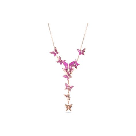 Collana Swarovski Lilia rosè con farfalle e pavè rosa 5636420