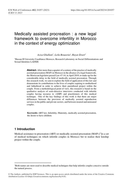 Pdf Medically Assisted Procreation A New Legal Framework To Overcome