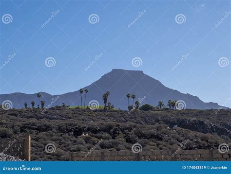 View Of Mount Teide From Coastline Tenerife Stock Image Image Of