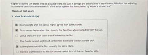 Solved Kepler's first law states that the orbit of each | Chegg.com