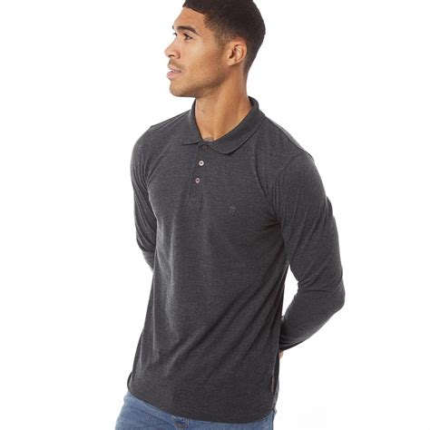 Buy French Connection Mens J Long Sleeve Polo Charcoal Melange Black