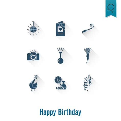 Happy Birthday Icons Set Stock Vector By Helenstock