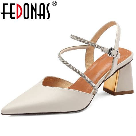 FEDONAS Women Genuine Leather Sandals Pumps Spring Summer Party Prom