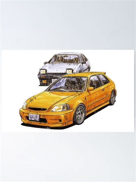 Ae86 Vs Civic Ek9 Poster For Sale By Scenicdriver87 Redbubble