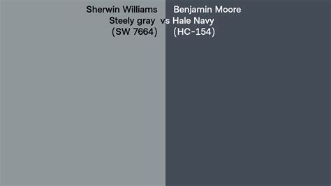 Sherwin Williams Steely Gray Sw 7664 Vs Benjamin Moore Hale Navy Hc 154 Side By Side Comparison