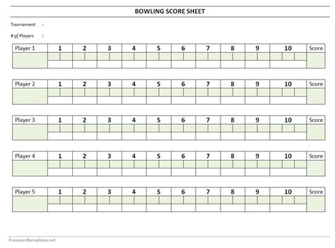 Bowling Score Sheet