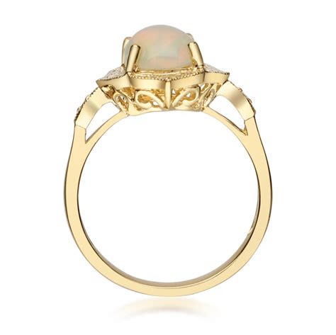 Carat Cushion Cut Ethiopian Opal Diamond K Yellow Gold