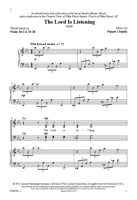 The Lord Is Listening Satb By Pepper Chop Jw Pepper Sheet Music