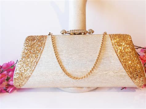 Vintage Gold Evening Bag, Metallic Gold Design, Gold Beaded Clutch Bag ...