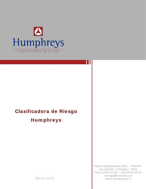 Pdf Clasificadora De Riesgo Humphreys Multiexport Pdf File Rutas