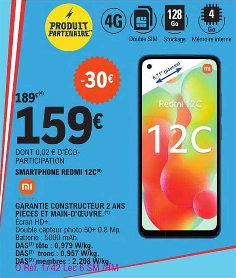 Promo Smartphone Redmi C Xiaomi Chez E Leclerc Drive Icatalogue Fr