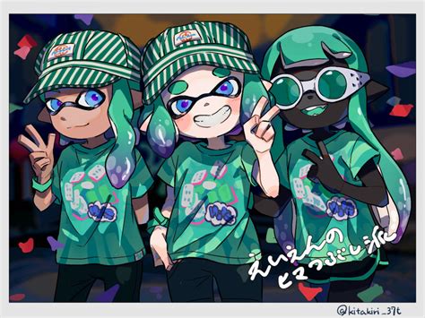 Safebooru 3girls D Aqua Hair Aqua Shirt Arm Behind Back Black Shorts Black Skin Blue Eyes