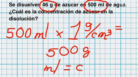 CONCENTRACIÓN DE UNA DISOLUCIÓN PORCENTAJE EN MASA Y VOLUMEN YouTube