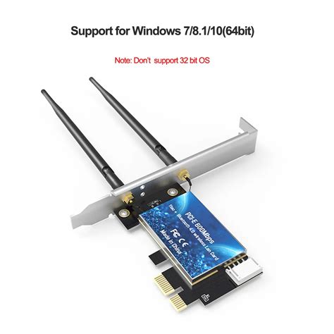 2.4G/5GHz 600Mbps WIFI PCI Express Network Card Wireless Bluetooth ...