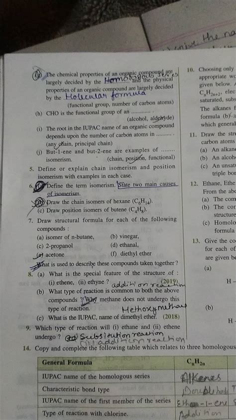 Draw Structural Formula For Each Of The Following Compounds Filo