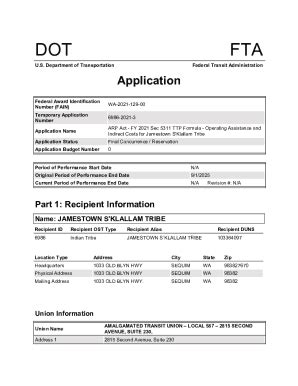 Fillable Online ARP Act FY 2021 Sec 5311 TTP Formula Operating