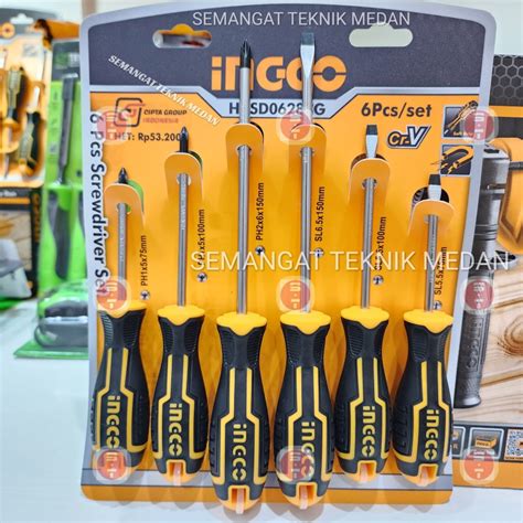 Jual OBENG GAGANG KARET SCREWDRIVER SET 6 PCS INGCO HKSD0628CG HKSD0628