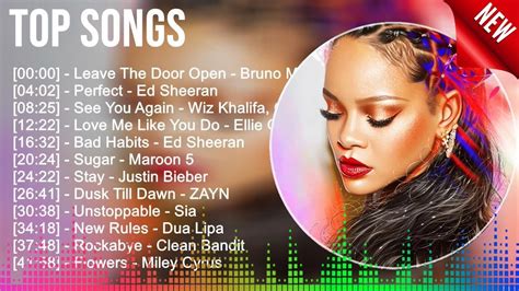 Top Songs Rihanna Sia Justin Bieber Tones And I Dua Lipa