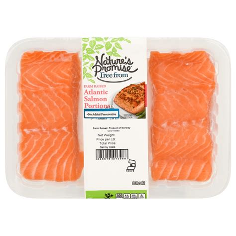 Save On Natures Promise Atlantic Salmon Portions Skin Off Farm Raised 2ct Fresh Order Online