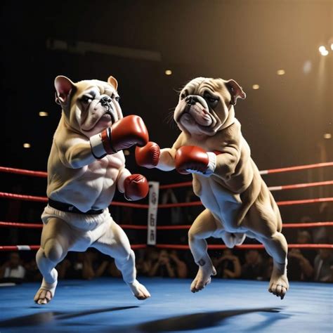 Dos Perros Boxeadores Peleando En Un Ring De Boxeo Foto Premium